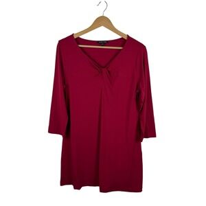 Eileen‎ Fisher Red Tunic Top Medium Minimalist Sustainable Christmas Holiday